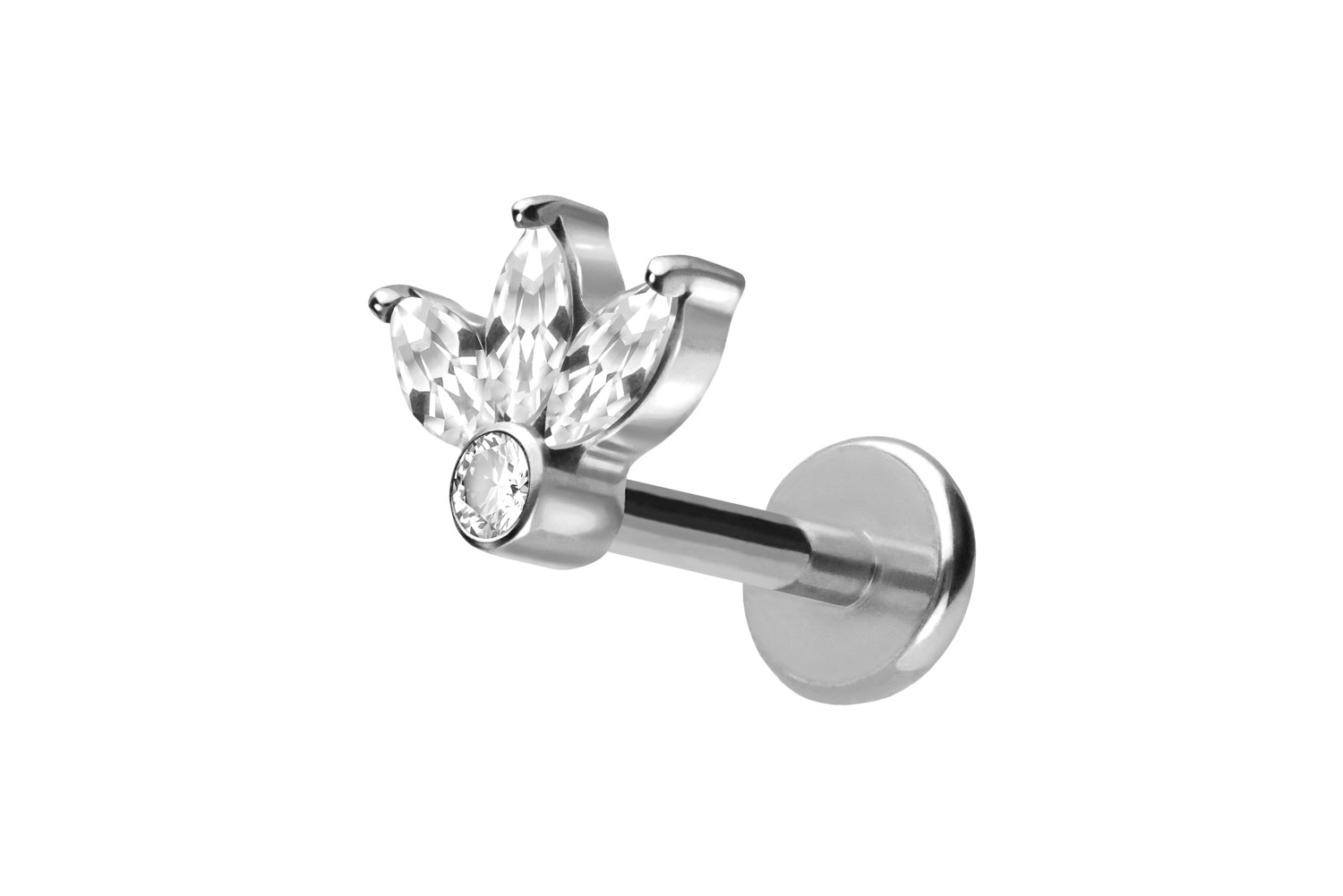 Titan Labret Piercing mit Push Fit LOTUSBLÜTE